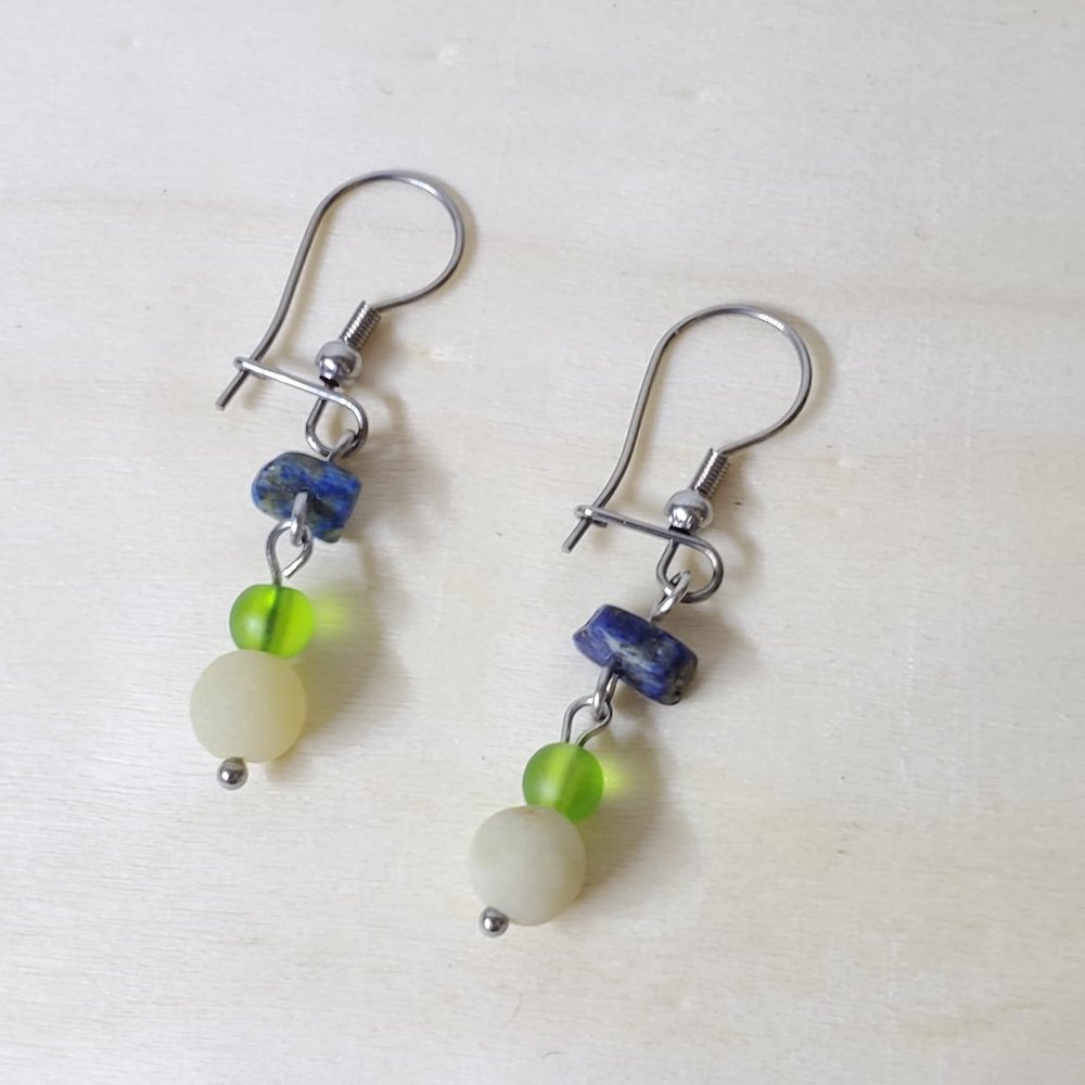 Boho-artisan style crystal and gemstone earrings